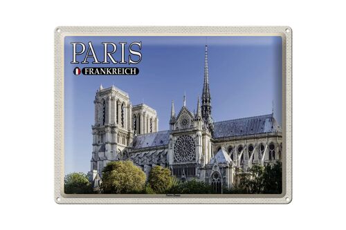 Blechschild Reise 40x30cm Paris Frankreich Notre-Dame Kathedrale