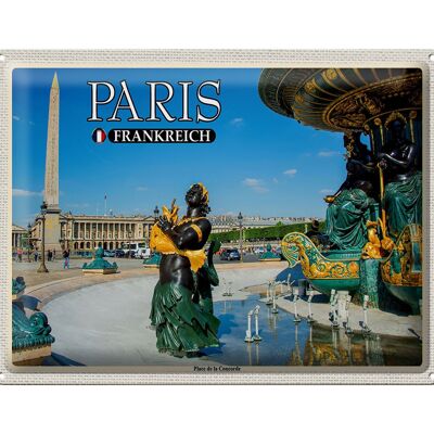 Cartel de chapa Viaje 40x30cm París Francia Place de la Concorde