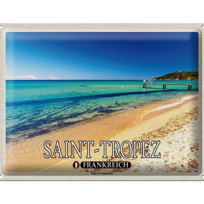 Targa in metallo da viaggio 40x30 cm Saint-Tropez Plage de Pampelonne