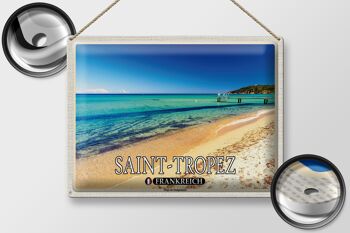 Plaque tôle voyage 40x30cm Saint-Tropez Plage de Pampelonne 2