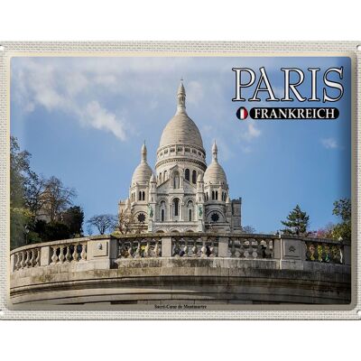 Cartel de chapa Viaje 40x30cm París Francia Sacré-Coeur de Montmartre