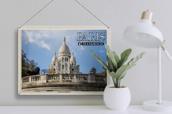 Plaque en tôle Voyage 40x30cm Paris France Sacré-Cœur de Montmartre 3