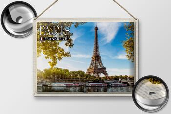 Plaque en tôle voyage 40x30cm Paris France tour Eiffel 2