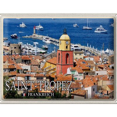 Targa in metallo da viaggio 40x30 cm Saint-Tropez Eglise Notre-Dame-de