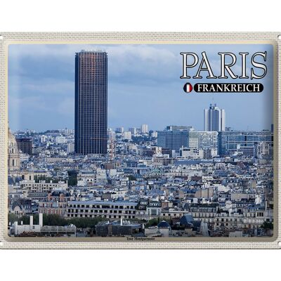 Plaque en tôle voyage 40x30cm Paris France Montparnasse gratte-ciel