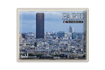 Plaque en tôle voyage 40x30cm Paris France Montparnasse gratte-ciel 1