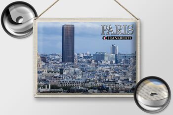 Plaque en tôle voyage 40x30cm Paris France Montparnasse gratte-ciel 2