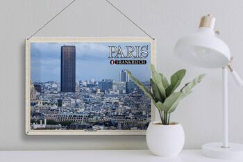 Plaque en tôle voyage 40x30cm Paris France Montparnasse gratte-ciel 3