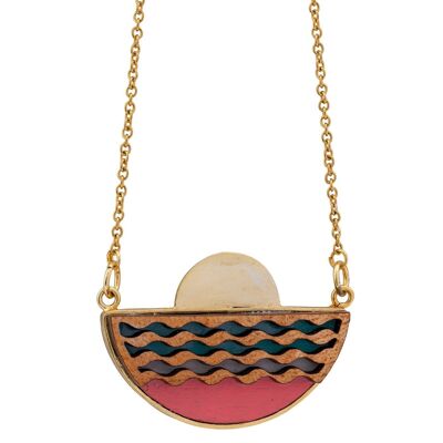 Sunset Recycled Wood Gold Necklace
