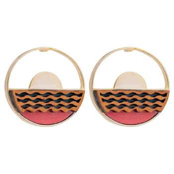 Boucles d'oreilles en or et bois recyclé Sunset 1