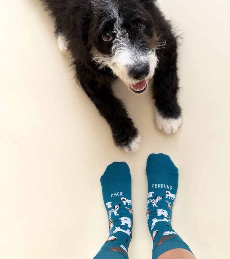 Socken "Doggy Love" Blau