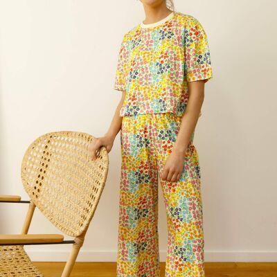 Langer Pyjama aus Bio-Baumwolle – Frühlingsblumen