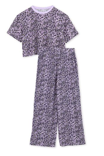 Pyjama Long Coton Bio - Léopard Violet 2