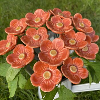 Fleurs de prunier orange en céramique, tuteur végétal 3