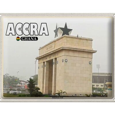 Cartel de chapa de viaje, 40x30cm, Accra, Ghana, Arca de la Independencia