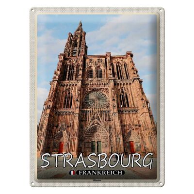 Blechschild Reise 30x40cm Strasbourg Frankreich Münster
