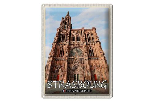 Blechschild Reise 30x40cm Strasbourg Frankreich Münster