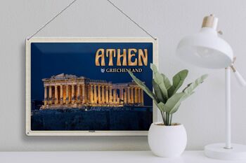 Panneau de voyage en étain, 40x30cm, athènes, grèce, acropole, ville, forteresse 3