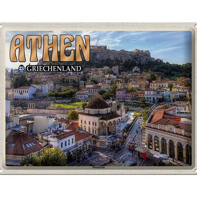 Targa in metallo da viaggio 40x30 cm Atene Grecia Monastiraki