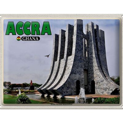Cartel de chapa de viaje, 40x30cm, Accra, Ghana, Kwame Nkrumah Memorial Park