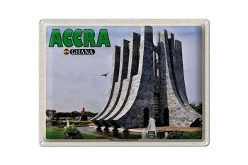 Panneau de voyage en étain, 40x30cm, Accra Ghana, parc commémoratif Kwame Nkrumah 1