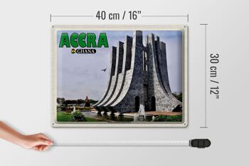 Panneau de voyage en étain, 40x30cm, Accra Ghana, parc commémoratif Kwame Nkrumah 4