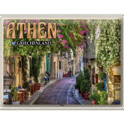 Targa in metallo da viaggio 40x30 cm Atene Grecia Distretto di Plaka