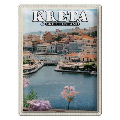 Cartel de chapa viaje 30x40cm Creta Grecia Agios Nilolaos