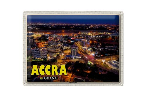 Blechschild Reise 40x30cm Accra Ghana Stadt bei Nacht
