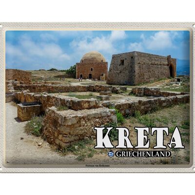 Targa in metallo da viaggio 40x30 cm Creta Grecia Fortezza di Rethymno