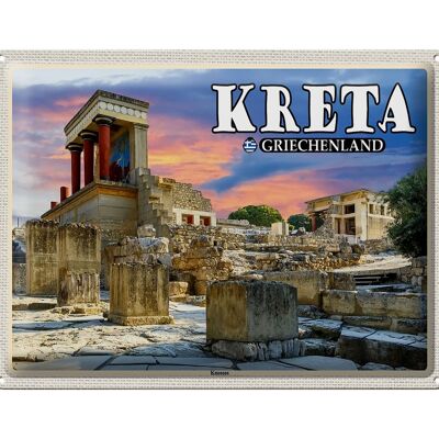 Panneau de voyage en étain, 40x30cm, crète, grèce, palais de Knossos