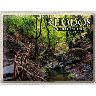 Blechschild Reise 40x30cm Rhodos Griechenland Tal der Schmetterlinge