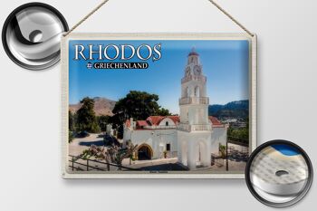 Panneau de voyage en étain, 40x30cm, Rhodes, grèce, monastère de Tsambika 2