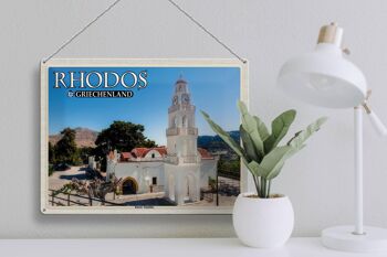 Panneau de voyage en étain, 40x30cm, Rhodes, grèce, monastère de Tsambika 3