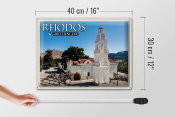 Panneau de voyage en étain, 40x30cm, Rhodes, grèce, monastère de Tsambika 4