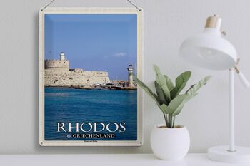Panneau en étain voyage 30x40cm Rhodes Grèce port de Mandraki 3