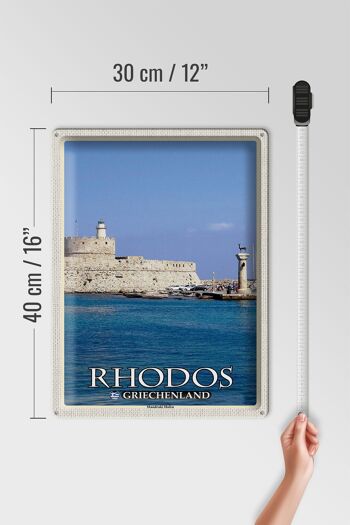 Panneau en étain voyage 30x40cm Rhodes Grèce port de Mandraki 4