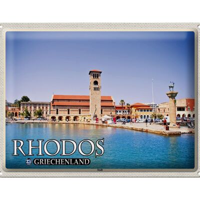 Cartel de chapa de viaje, 40x30cm, Rodas, Grecia, ciudad, vacaciones en el mar