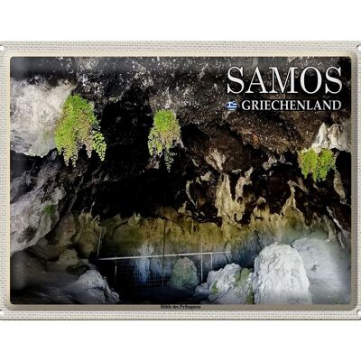 Blechschild Reise 40x30cm Samos Griechenland Höhle des Pythagoras