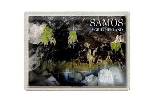 Blechschild Reise 40x30cm Samos Griechenland Höhle des Pythagoras