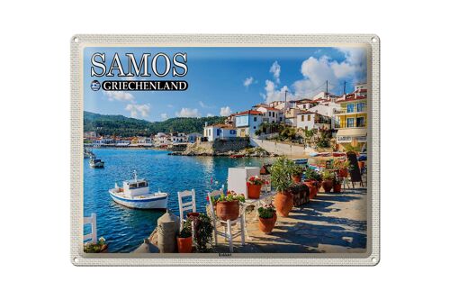 Blechschild Reise 40x30cm Samos Griechenland Kokkári Stadt Urlaub