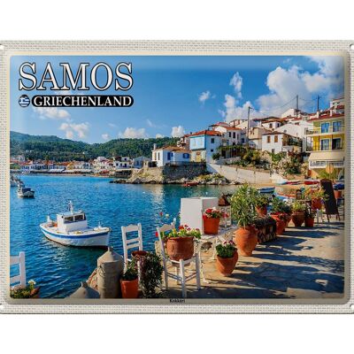 Cartel de chapa de viaje, 40x30cm, Samos, Grecia, ciudad de Kokkári, vacaciones