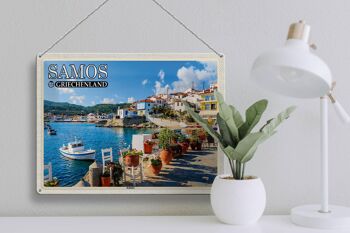 Signe en étain voyage 40x30cm, Samos grèce Kokkári City vacances 3