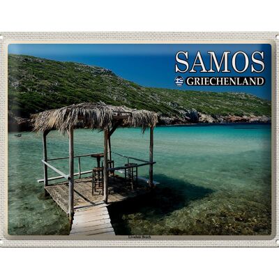 Blechschild Reise 40x30cm Samos Griechenland Livadaki Beach Meer