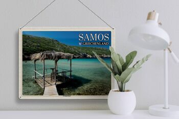 Panneau en étain voyage 40x30cm, Samos, grèce, Livadaki, plage, mer 3