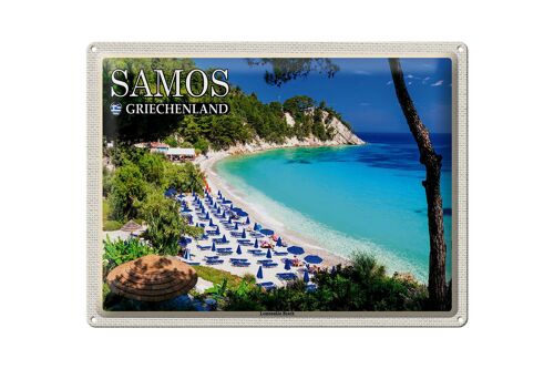 Blechschild Reise 40x30cm Samos Griechenland Lemonakia Beach Strand