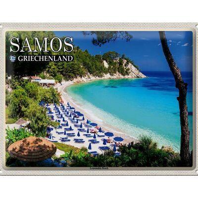 Panneau en étain voyage 40x30cm, Samos, grèce, Lemonakia, plage