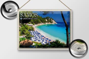 Panneau en étain voyage 40x30cm, Samos, grèce, Lemonakia, plage 2