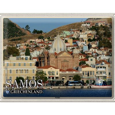 Cartel de chapa Travel 40x30cm Samos Grecia Mytilini City Sea