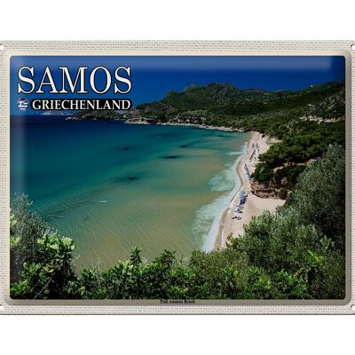 Targa in metallo da viaggio 40x30 cm Samos Grecia Psili Ammos Beach